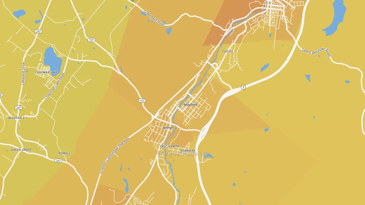 Mayfield, PA Map of Vehicle Theft Rates