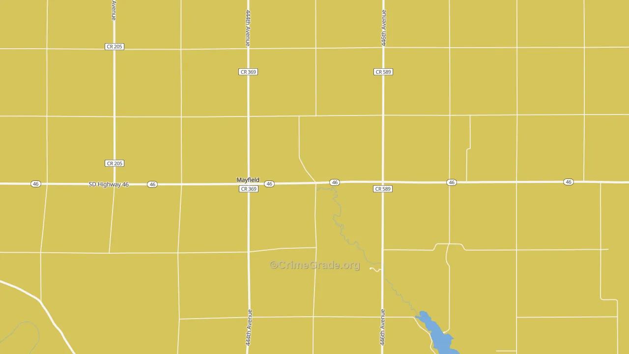 Mayfield, SD Map of Vehicle Theft Rates