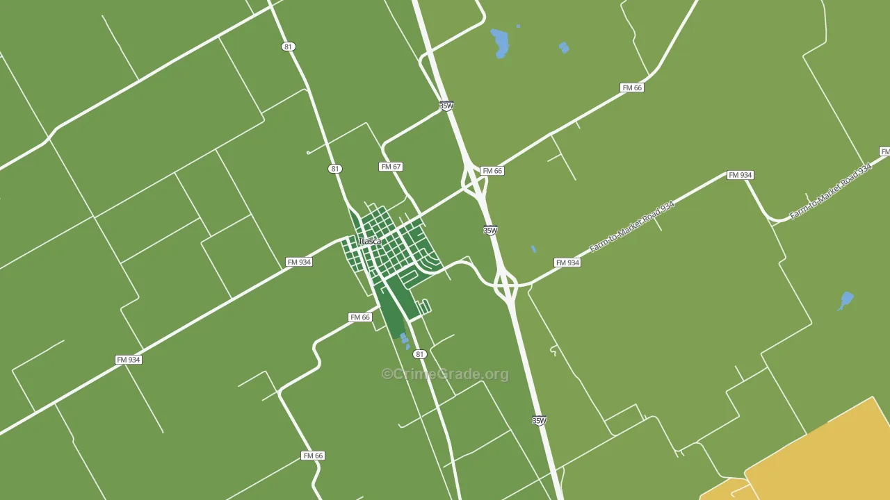Mayfield, TX Map of Vehicle Theft Rates