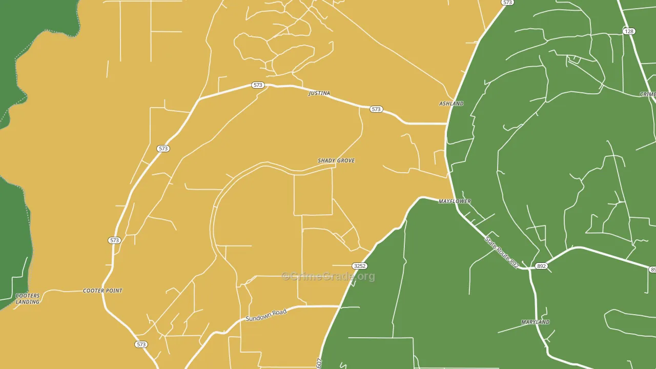 Mayflower, LA Map of Vehicle Theft Rates