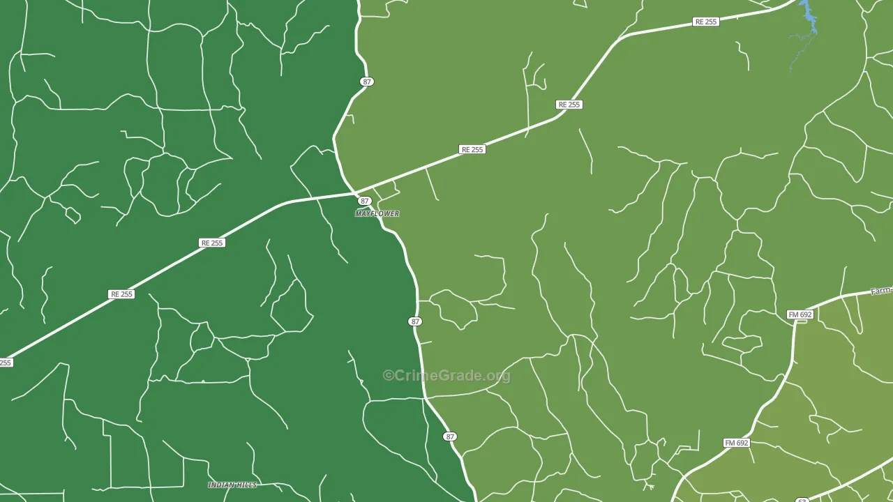 Mayflower, TX Map of Vehicle Theft Rates