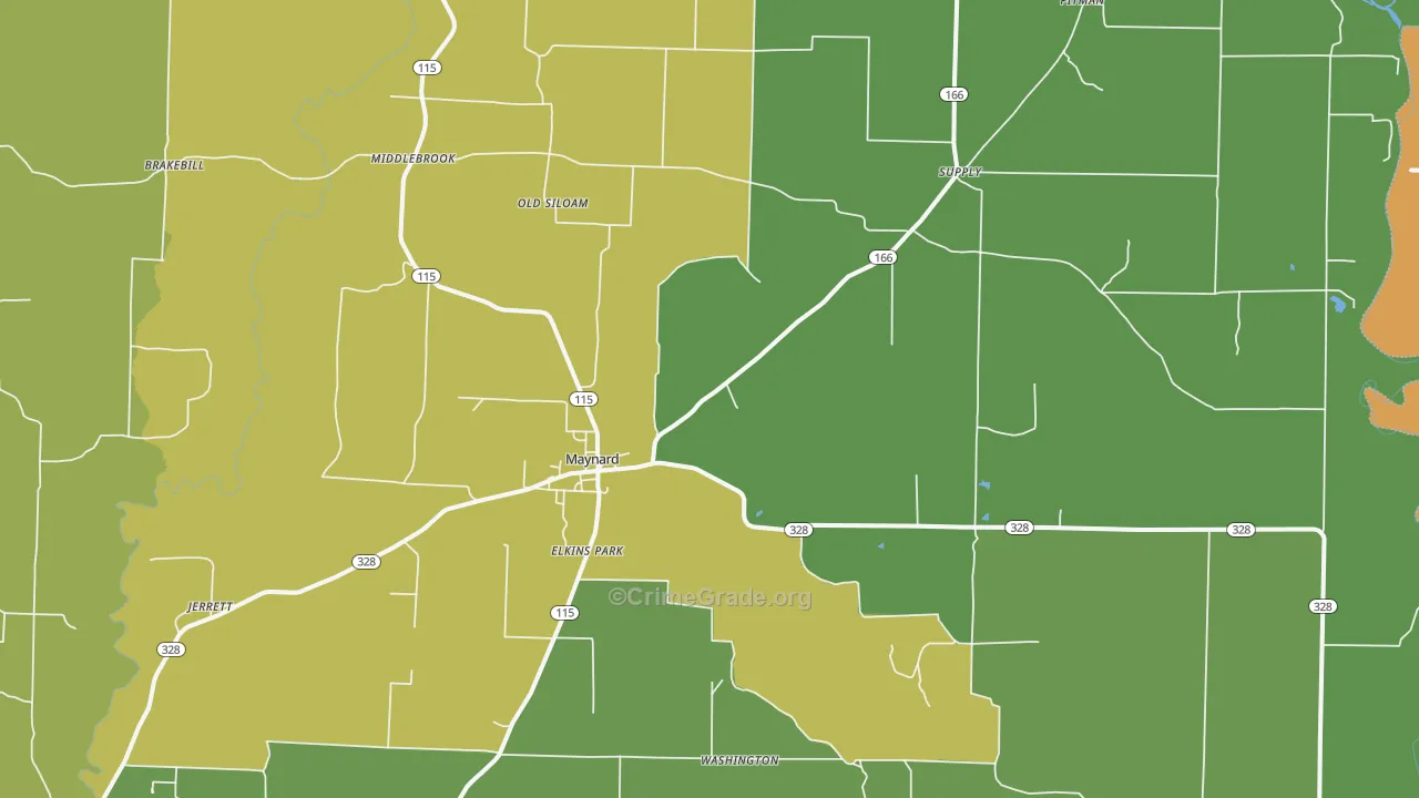 Maynard, AR Map of Vehicle Theft Rates