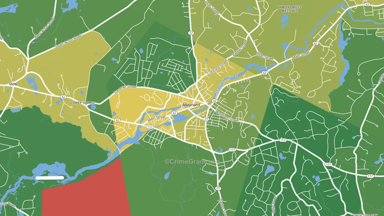Maynard, MA Map of Vehicle Theft Rates