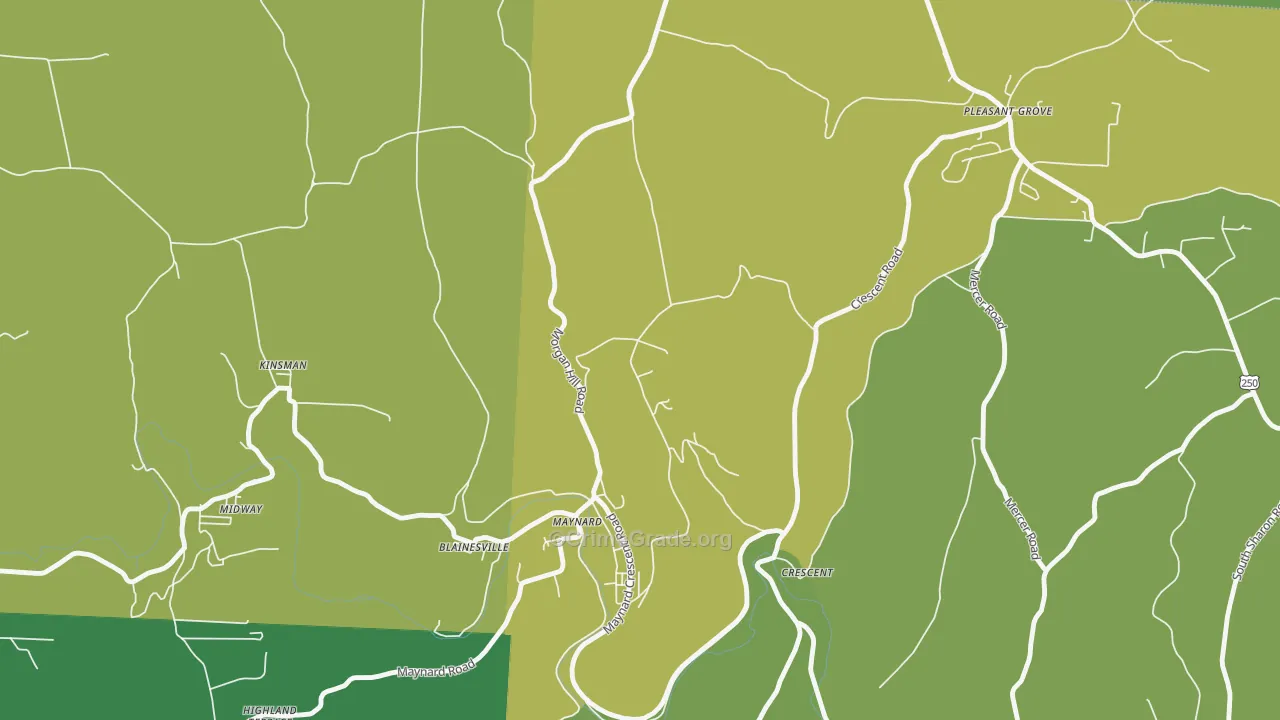 Maynard, OH Map of Vehicle Theft Rates