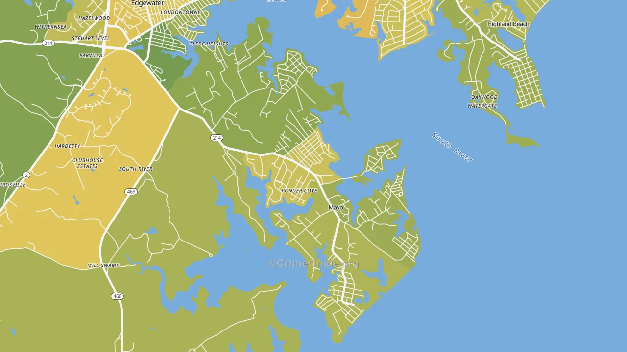 Mayo, MD Map of Vehicle Theft Rates
