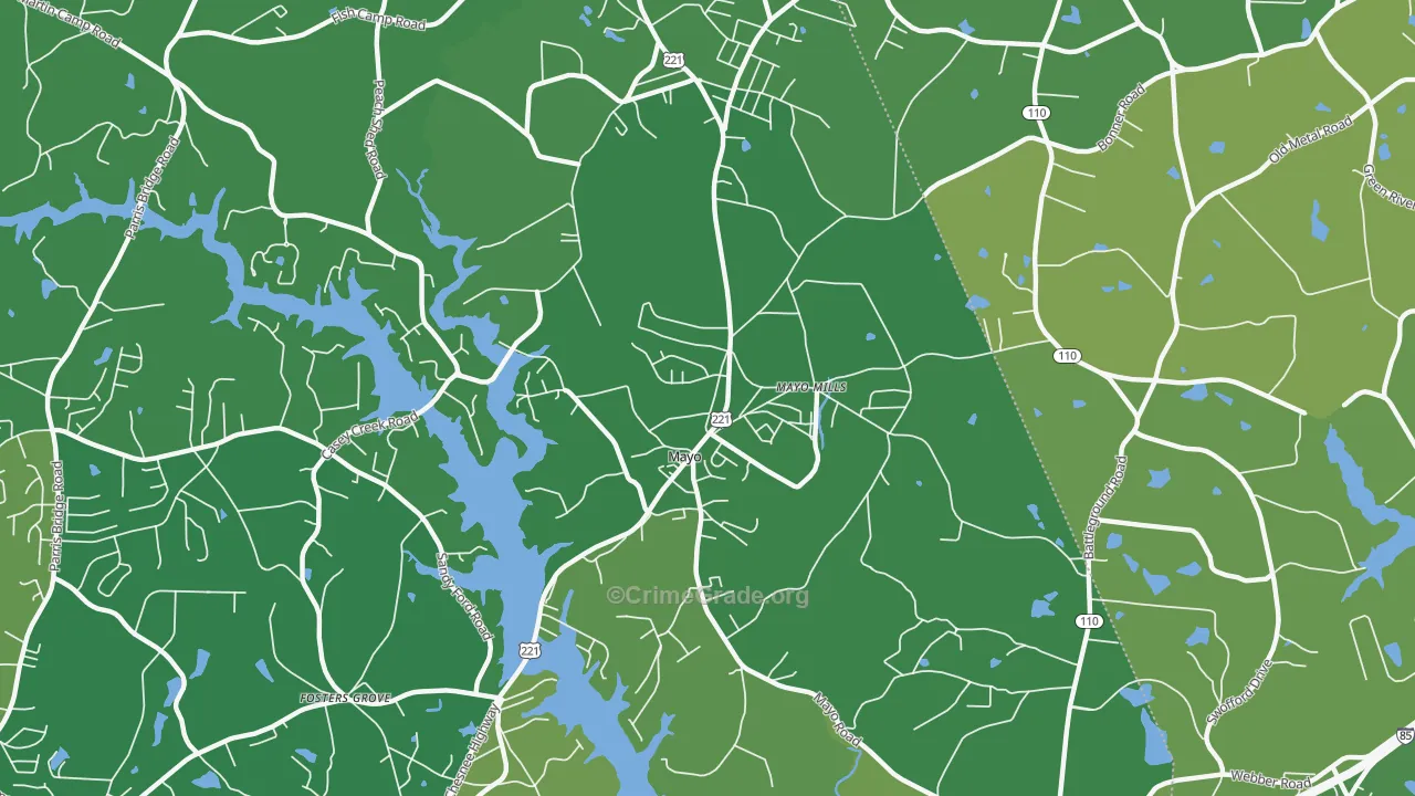Mayo, SC Map of Vehicle Theft Rates