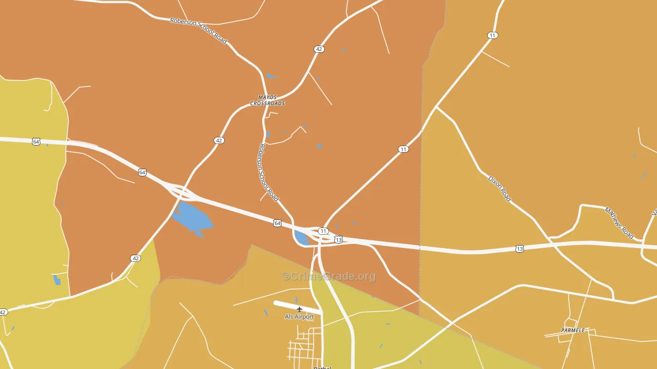 Mayos Crossroads, NC Map of Vehicle Theft Rates