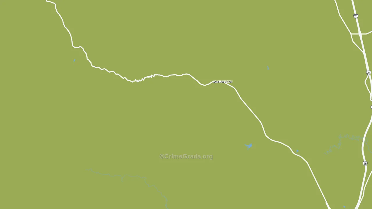 Mayoworth, WY Map of Vehicle Theft Rates