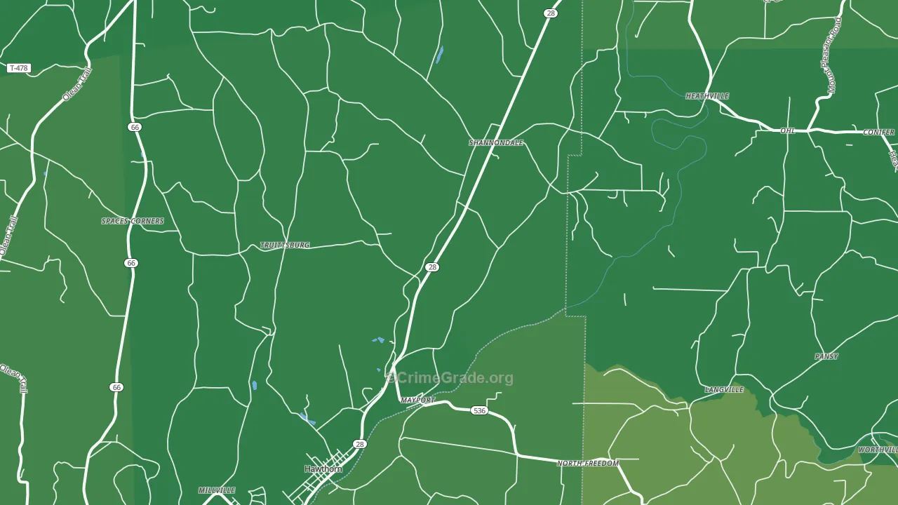 Mayport, PA Map of Vehicle Theft Rates