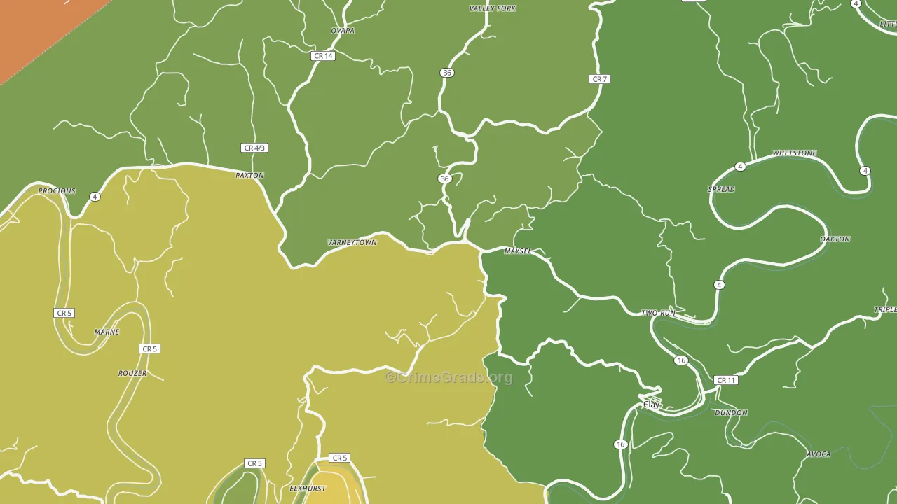 Maysel, WV Map of Vehicle Theft Rates