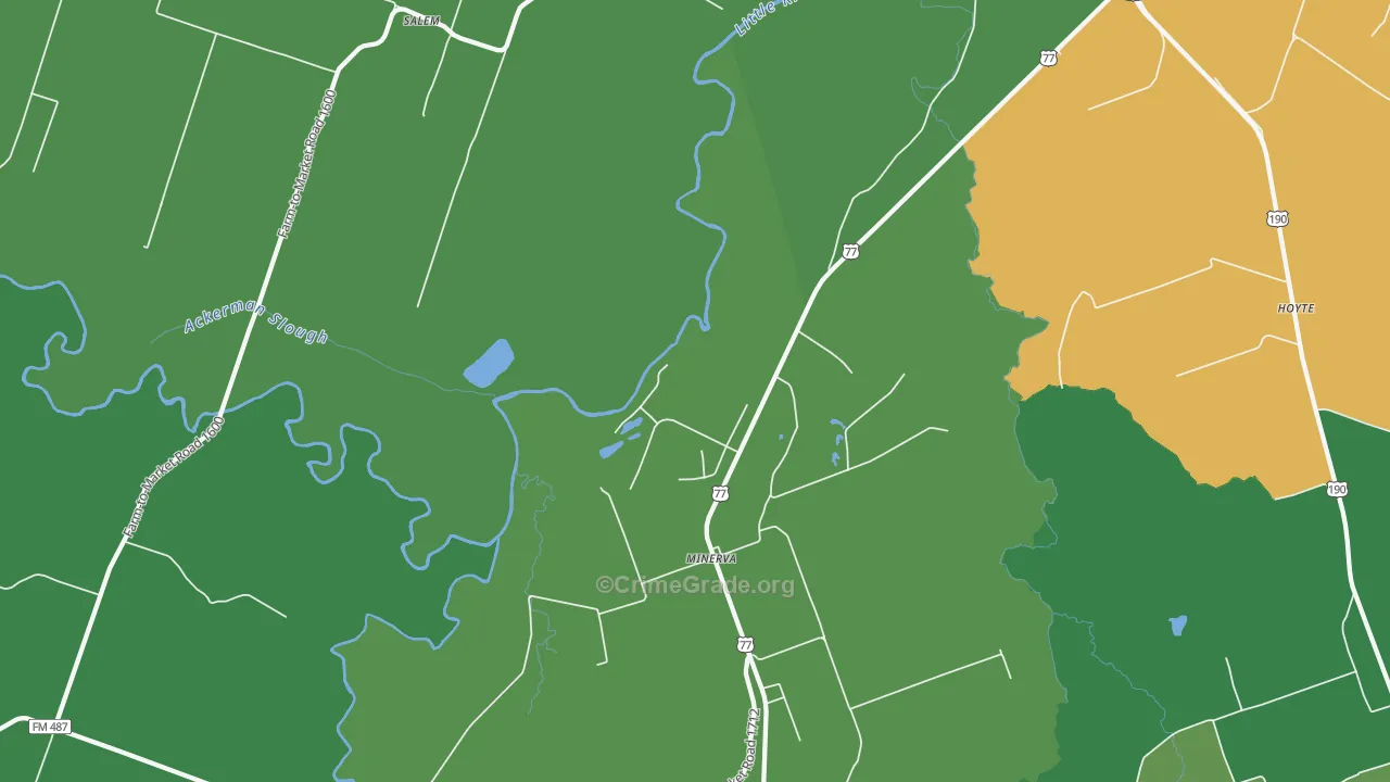 Maysfield, TX Map of Vehicle Theft Rates