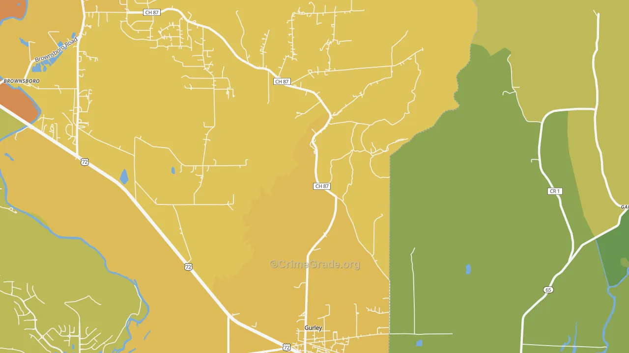 Maysville, AL Map of Vehicle Theft Rates