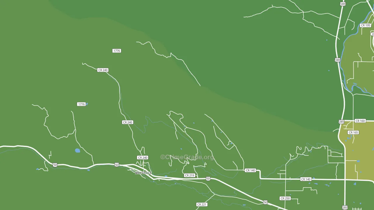 Maysville, CO Map of Vehicle Theft Rates