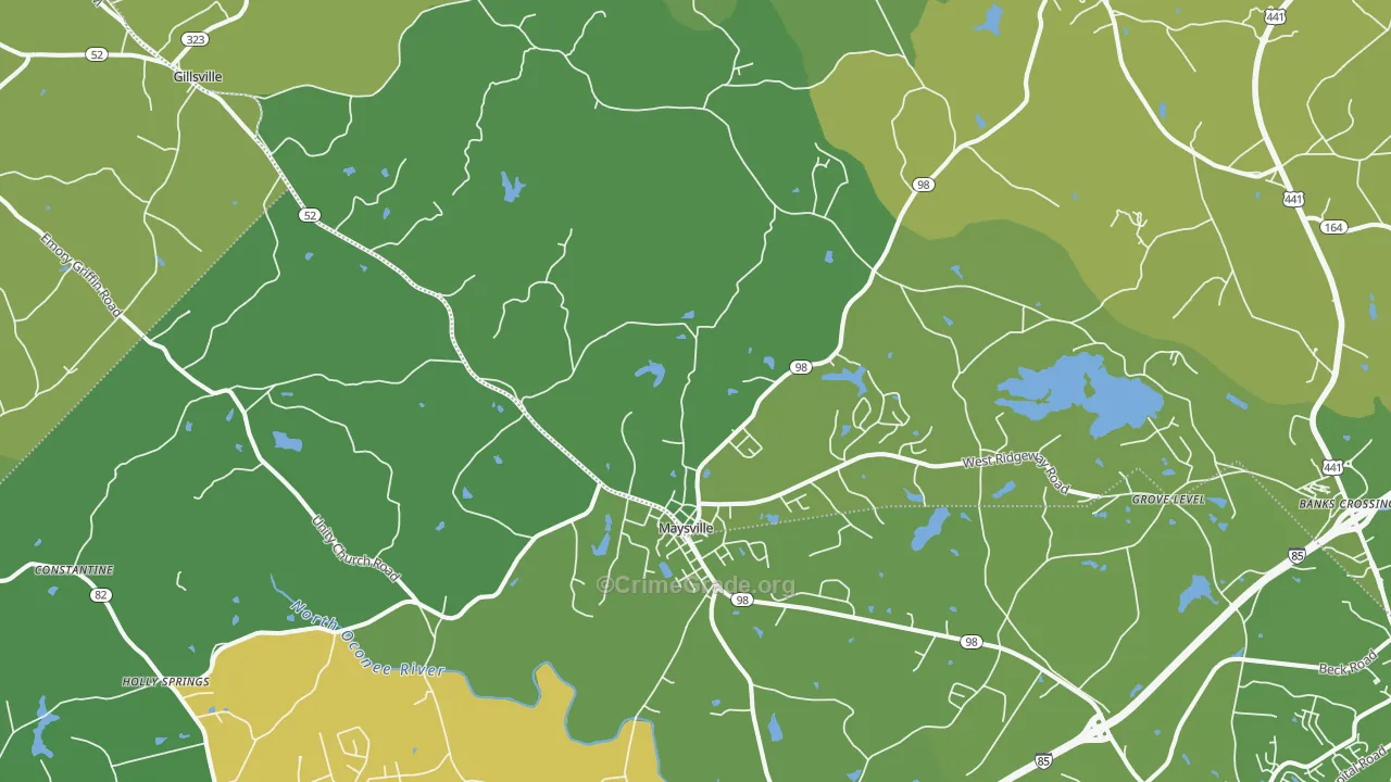 Maysville, GA Map of Vehicle Theft Rates
