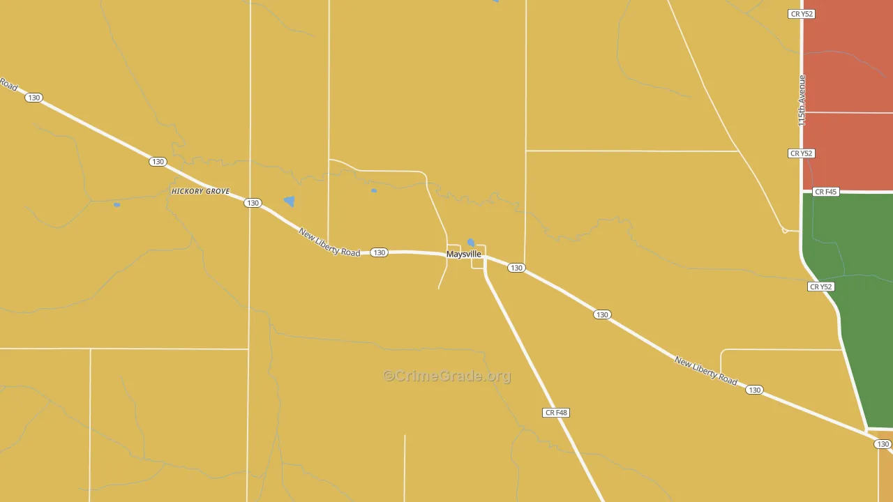 Maysville, IA Map of Vehicle Theft Rates