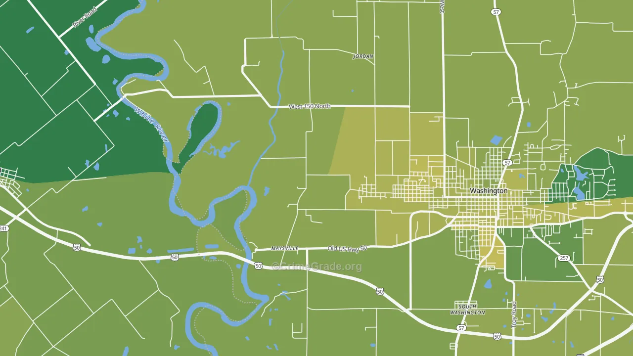 Maysville, IN Map of Vehicle Theft Rates