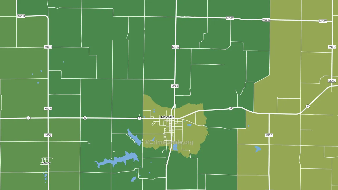 Maysville, MO Map of Vehicle Theft Rates