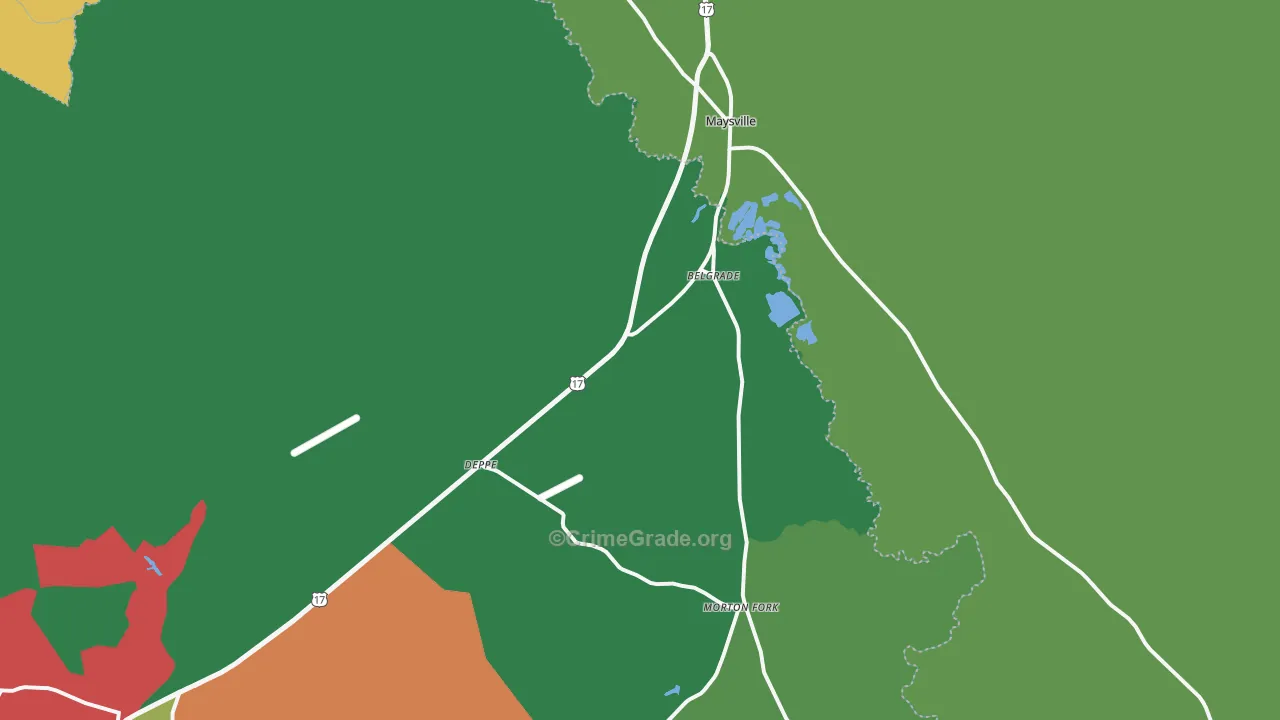 Maysville, NC Map of Vehicle Theft Rates