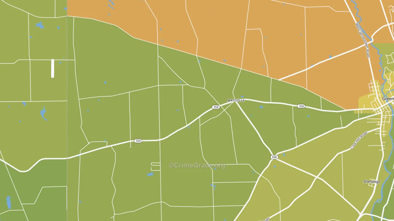 Maysville, PA Map of Vehicle Theft Rates
