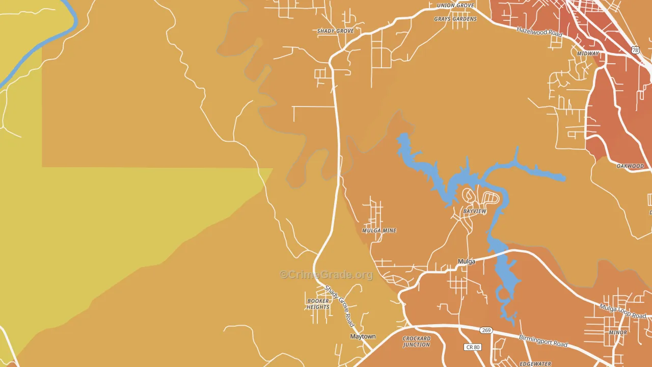 Maytown, AL Map of Vehicle Theft Rates