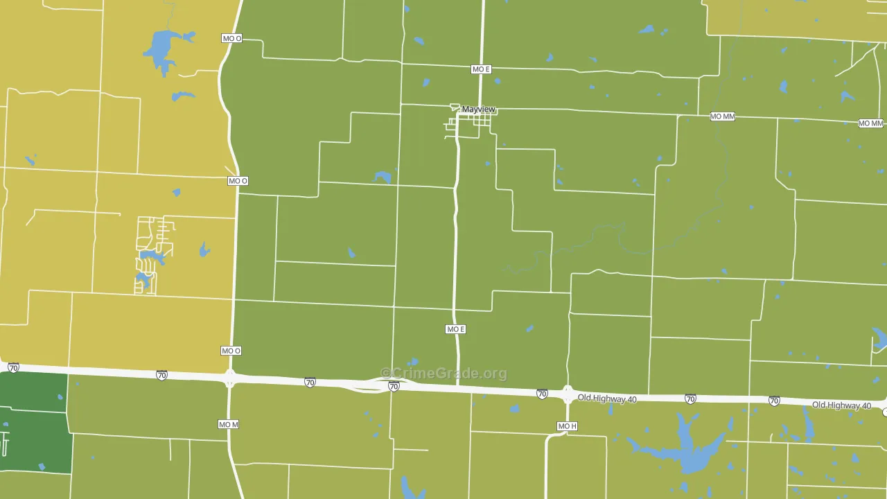 Mayview, MO Map of Vehicle Theft Rates