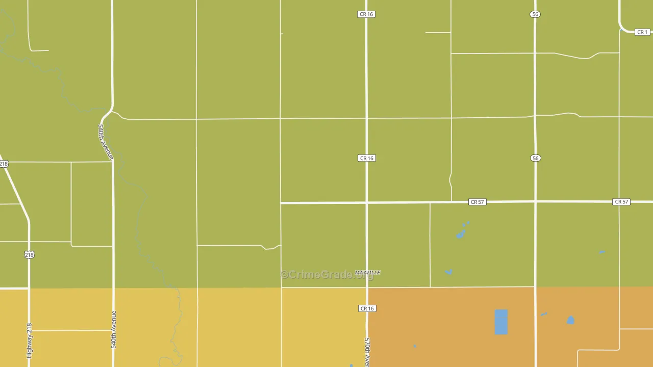 Mayville, MN Map of Vehicle Theft Rates