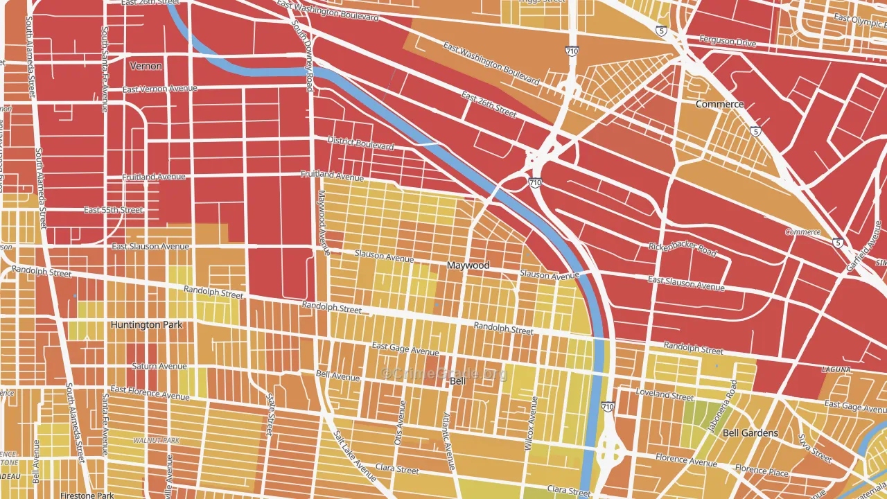 Maywood, CA Map of Vehicle Theft Rates