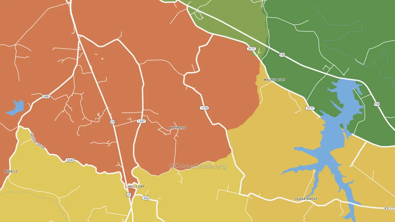 Maywood, KY Map of Vehicle Theft Rates