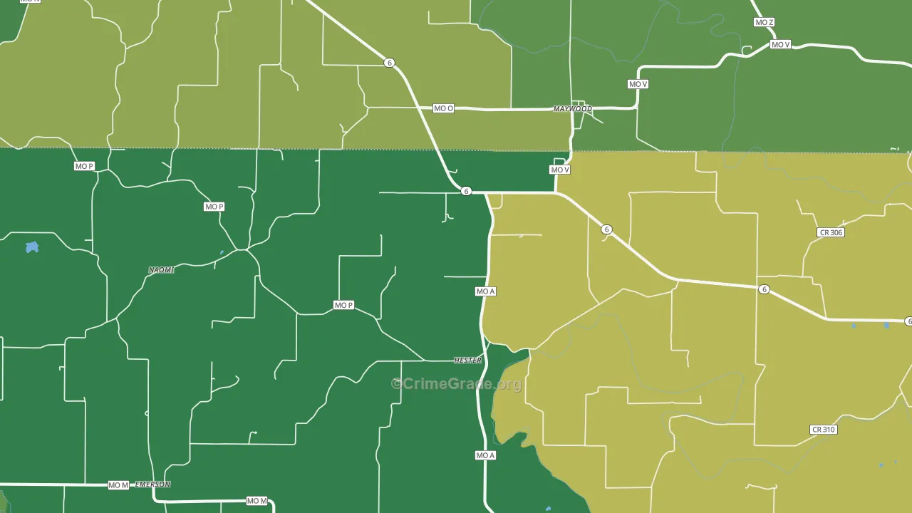 Maywood, MO Map of Vehicle Theft Rates