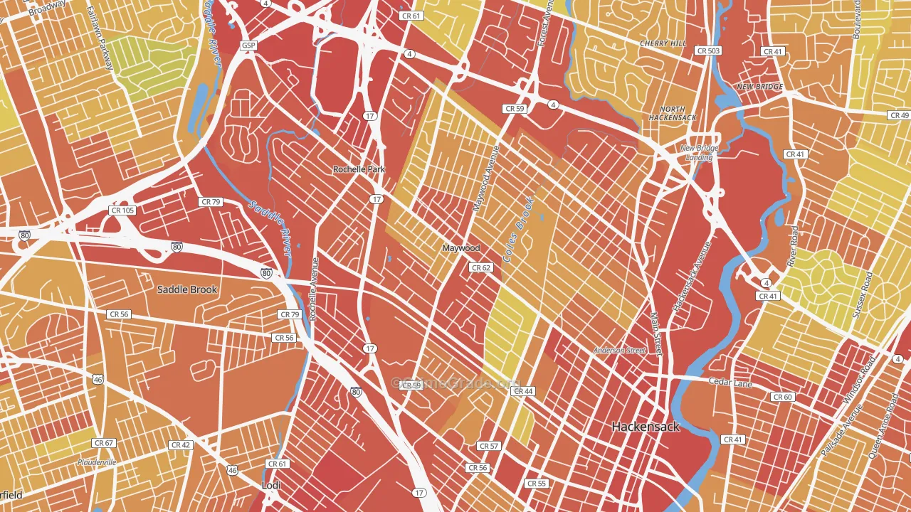 Maywood, NJ Map of Vehicle Theft Rates