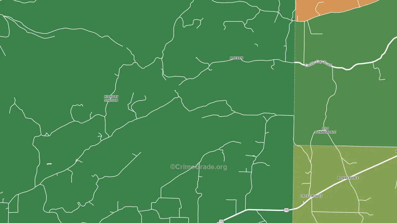 Mazarn, AR Map of Vehicle Theft Rates