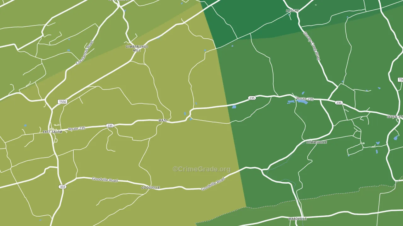 Maze, PA Map of Vehicle Theft Rates
