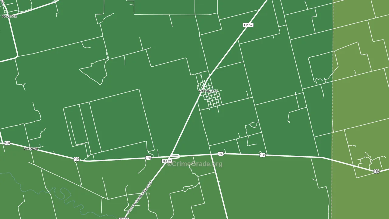 Mc Caulley, TX Map of Vehicle Theft Rates