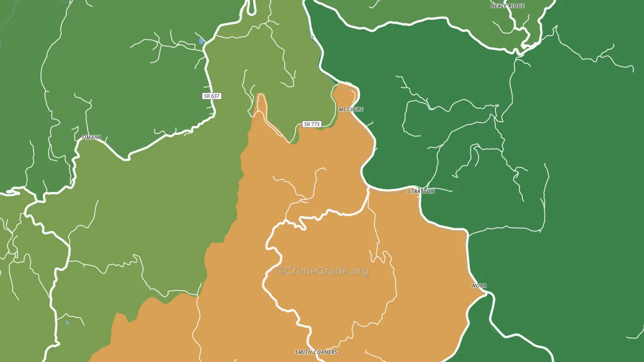 Mc Clure, VA Map of Vehicle Theft Rates