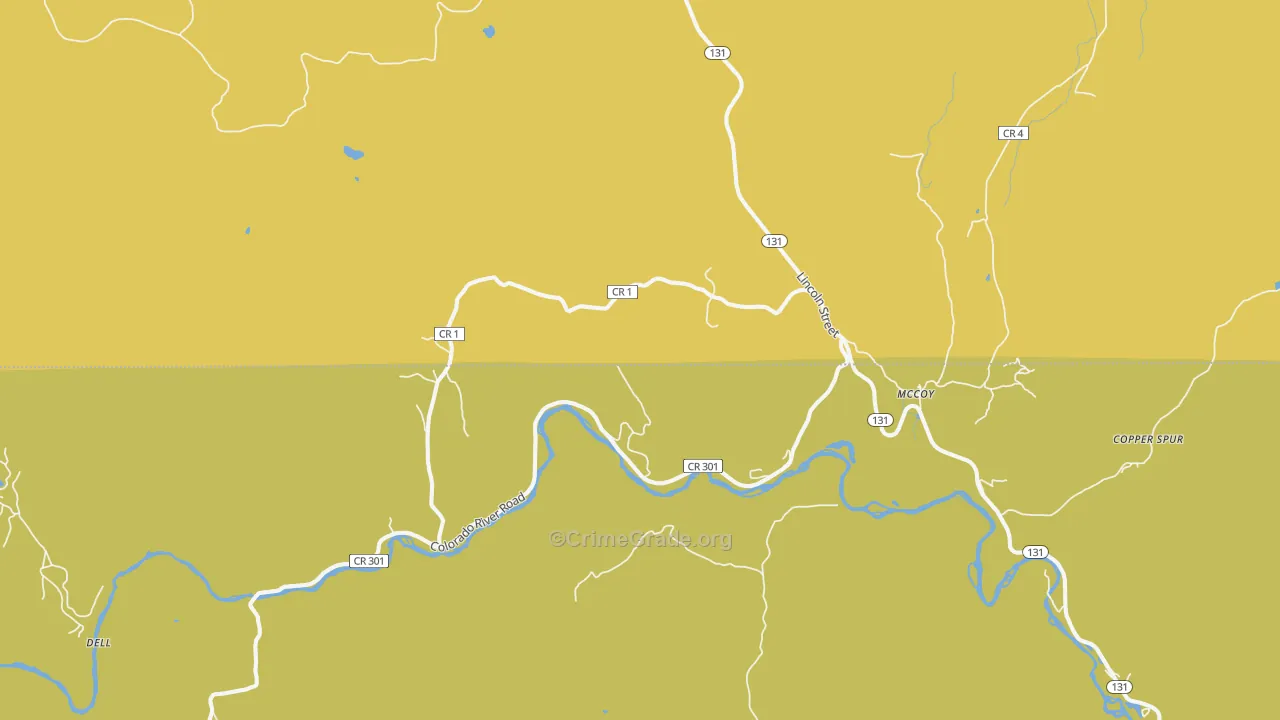 Mc Coy, CO Map of Vehicle Theft Rates