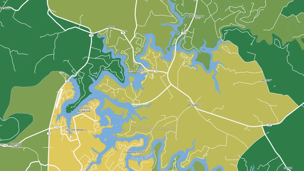 Mc Daniels, KY Map of Vehicle Theft Rates
