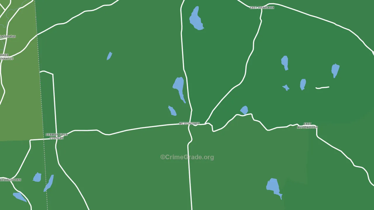 Mc Donough, NY Map of Vehicle Theft Rates