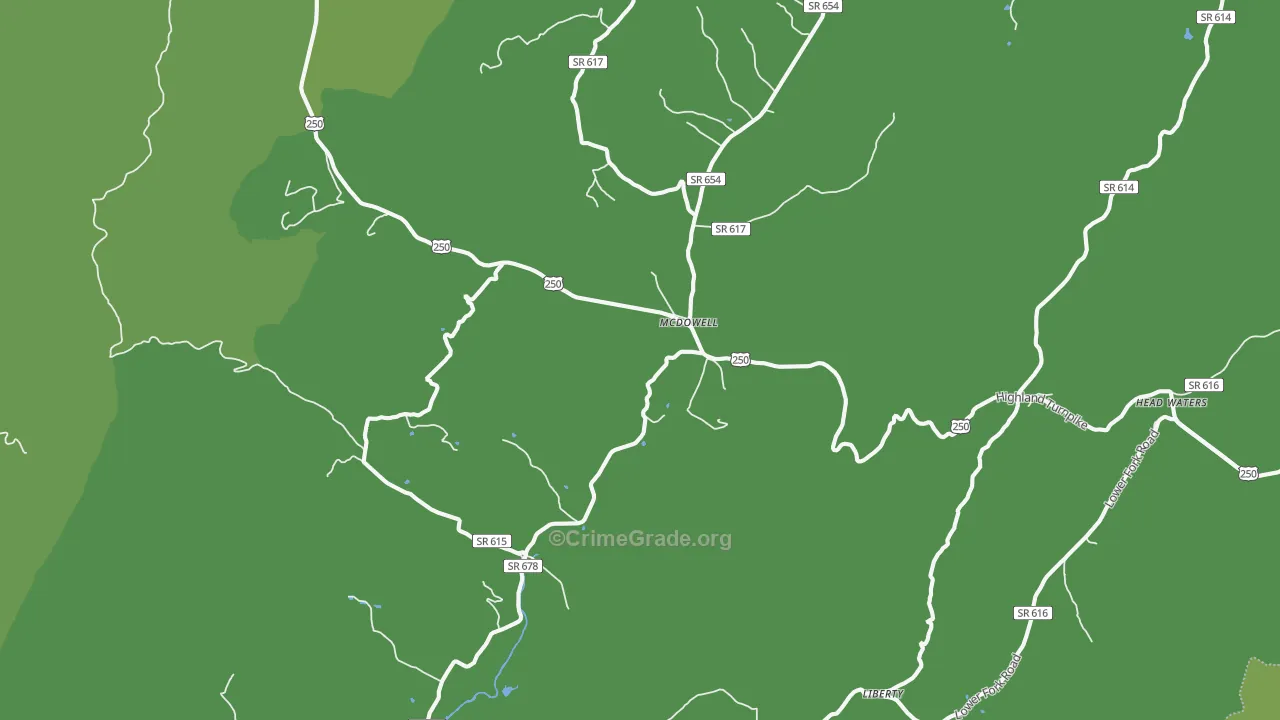 Mc Dowell, VA Map of Vehicle Theft Rates