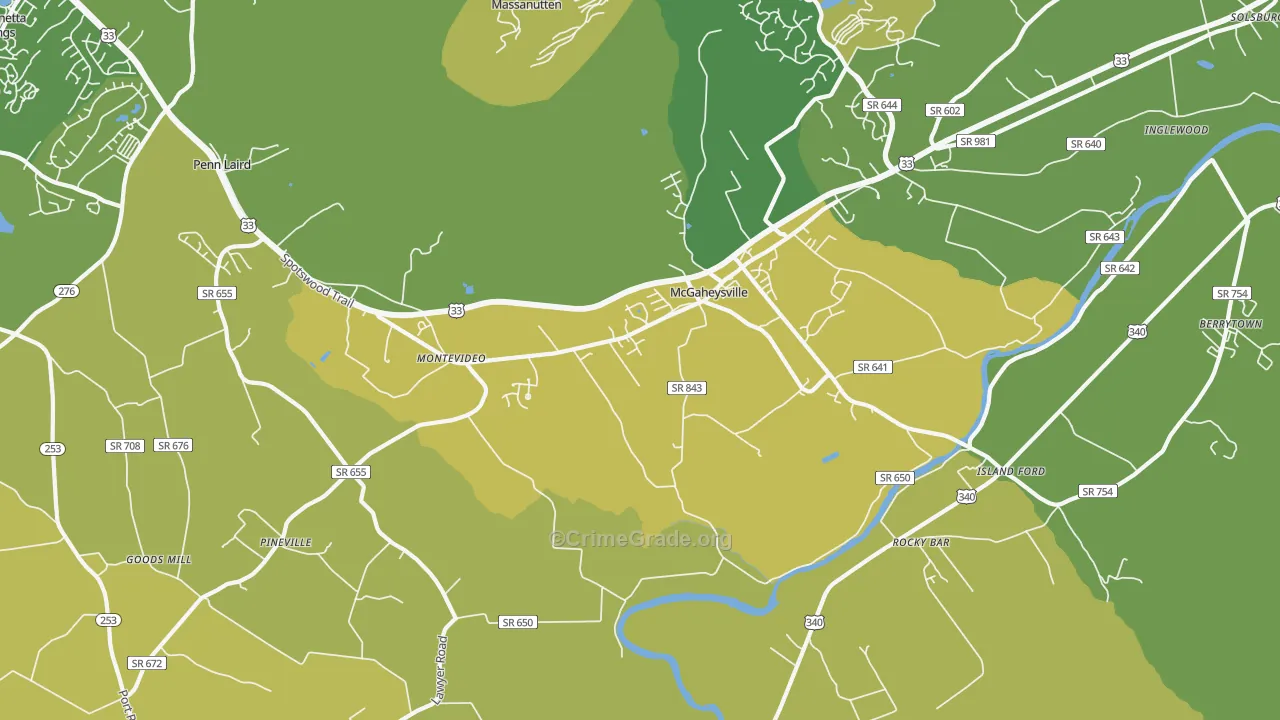 Mc Gaheysville, VA Map of Vehicle Theft Rates
