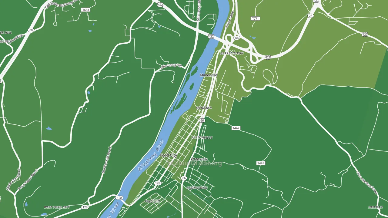 Mc Grann, PA Map of Vehicle Theft Rates