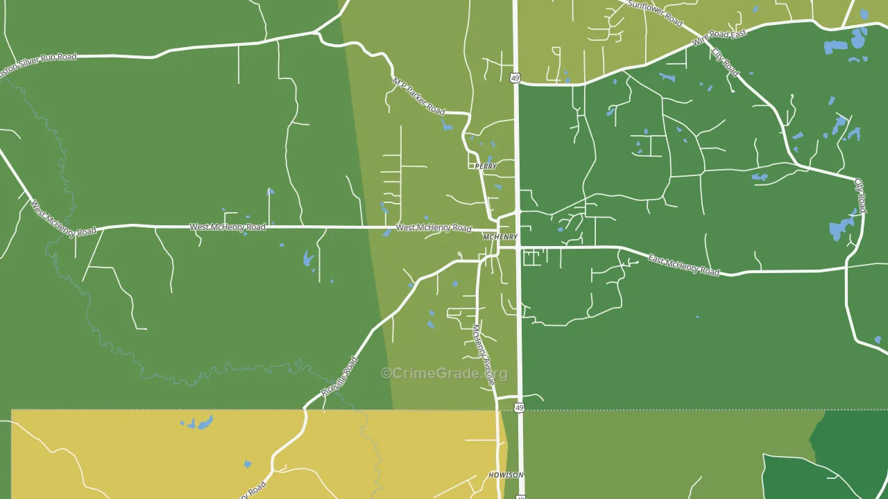 Mc Henry, MS Map of Vehicle Theft Rates
