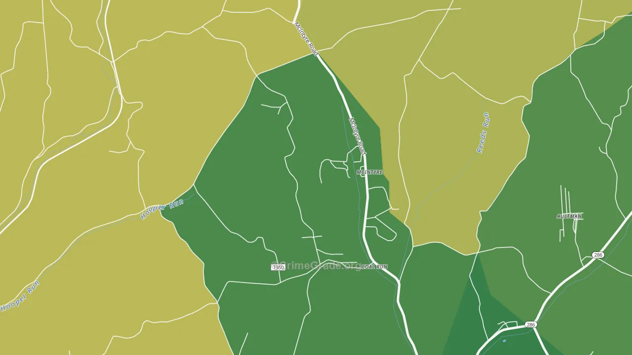 Mc Intyre, PA Map of Vehicle Theft Rates