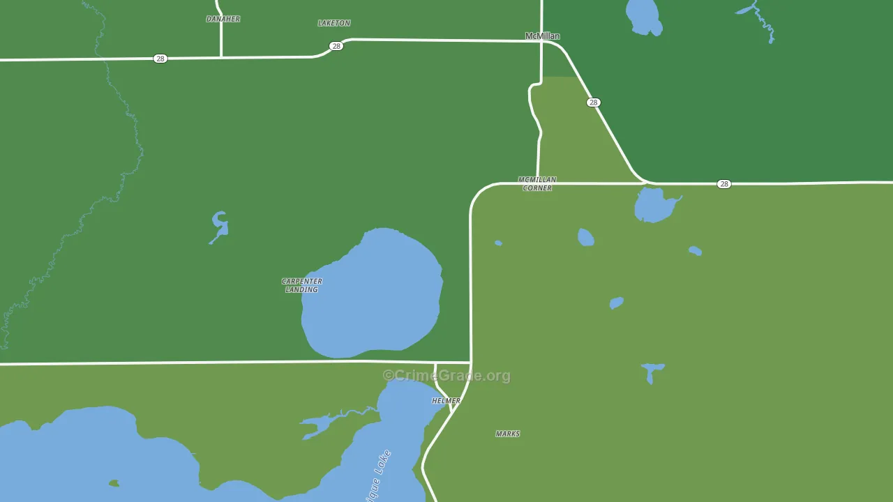 Mc Millan, MI Map of Vehicle Theft Rates