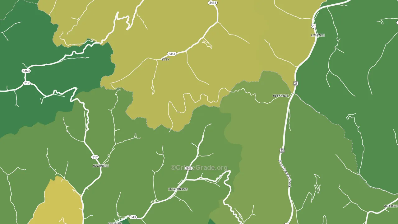 Mc Roberts, KY Map of Vehicle Theft Rates
