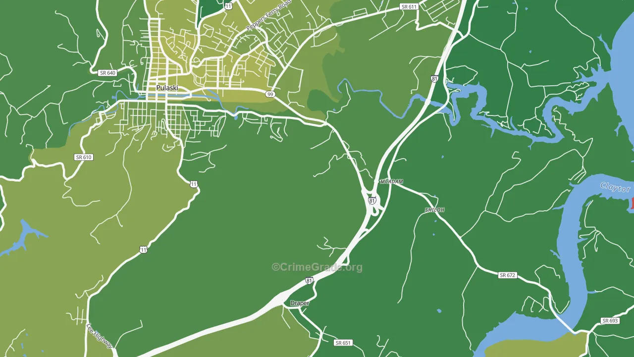 McAdam, VA Map of Vehicle Theft Rates