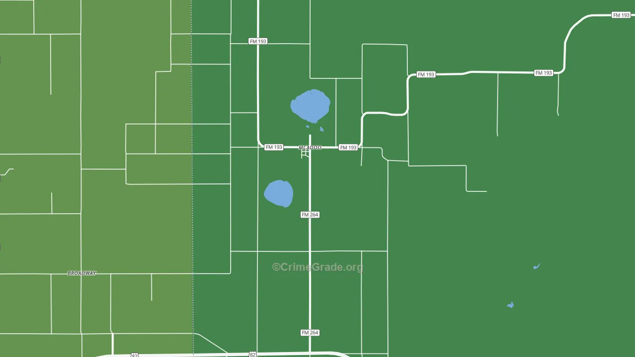 Mcadoo, TX Map of Vehicle Theft Rates