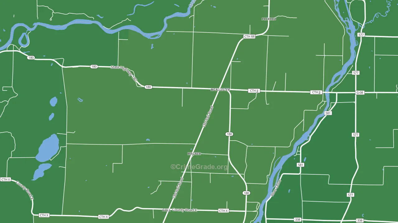 McAllister, WI Map of Vehicle Theft Rates