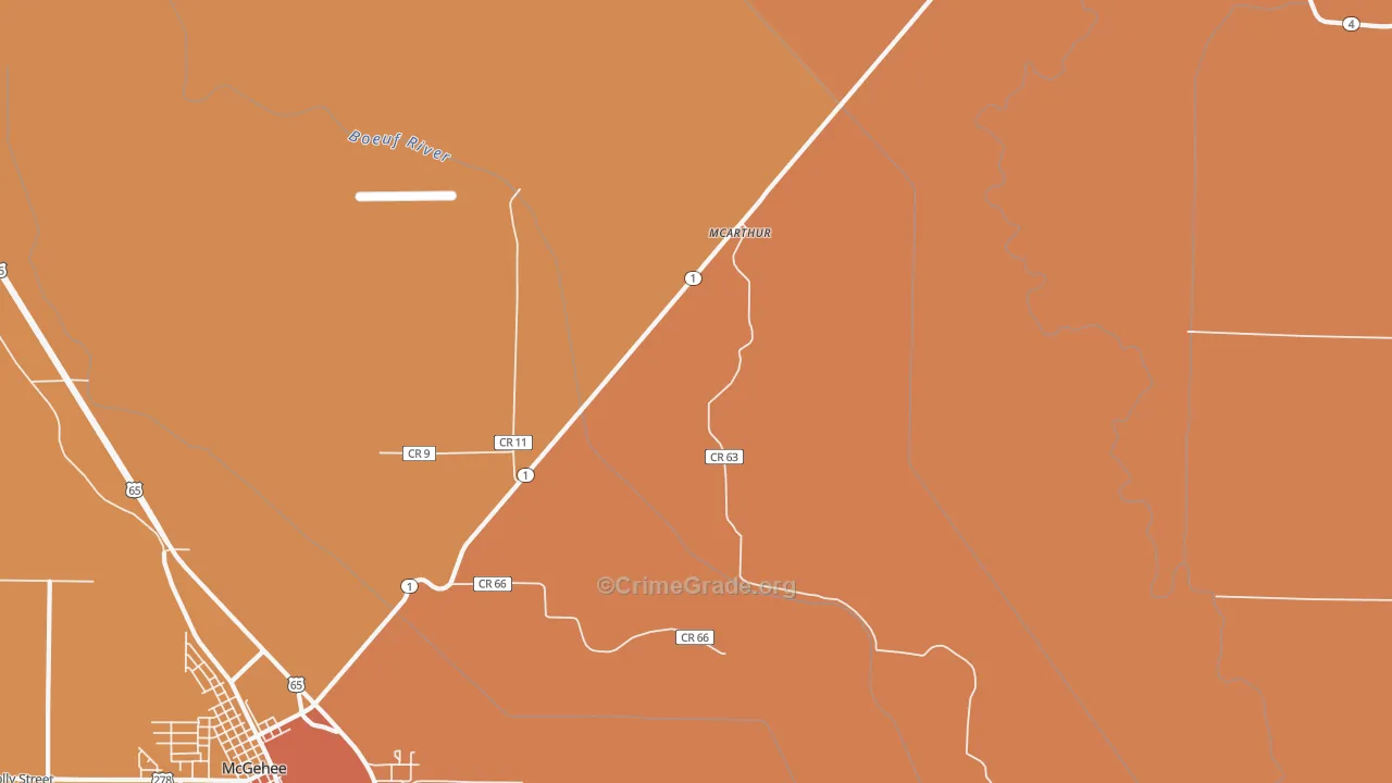 McArthur, AR Map of Vehicle Theft Rates