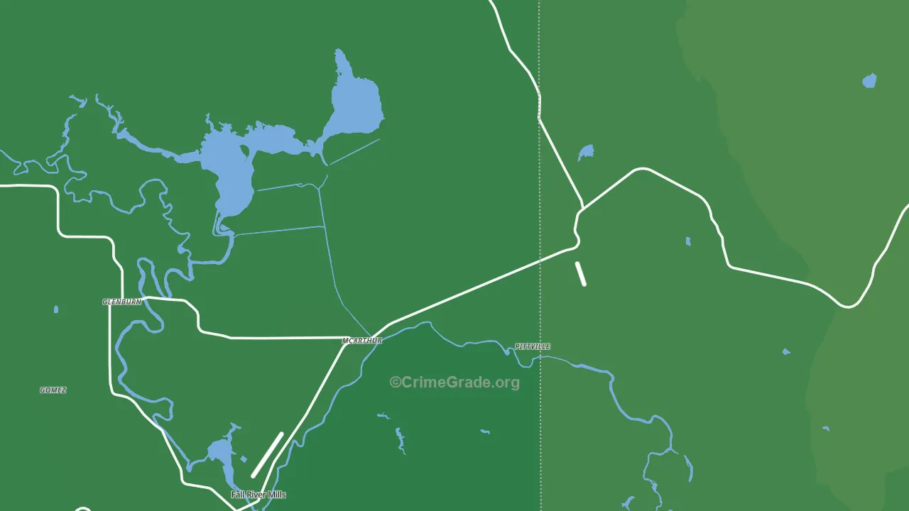 Mcarthur, CA Map of Vehicle Theft Rates
