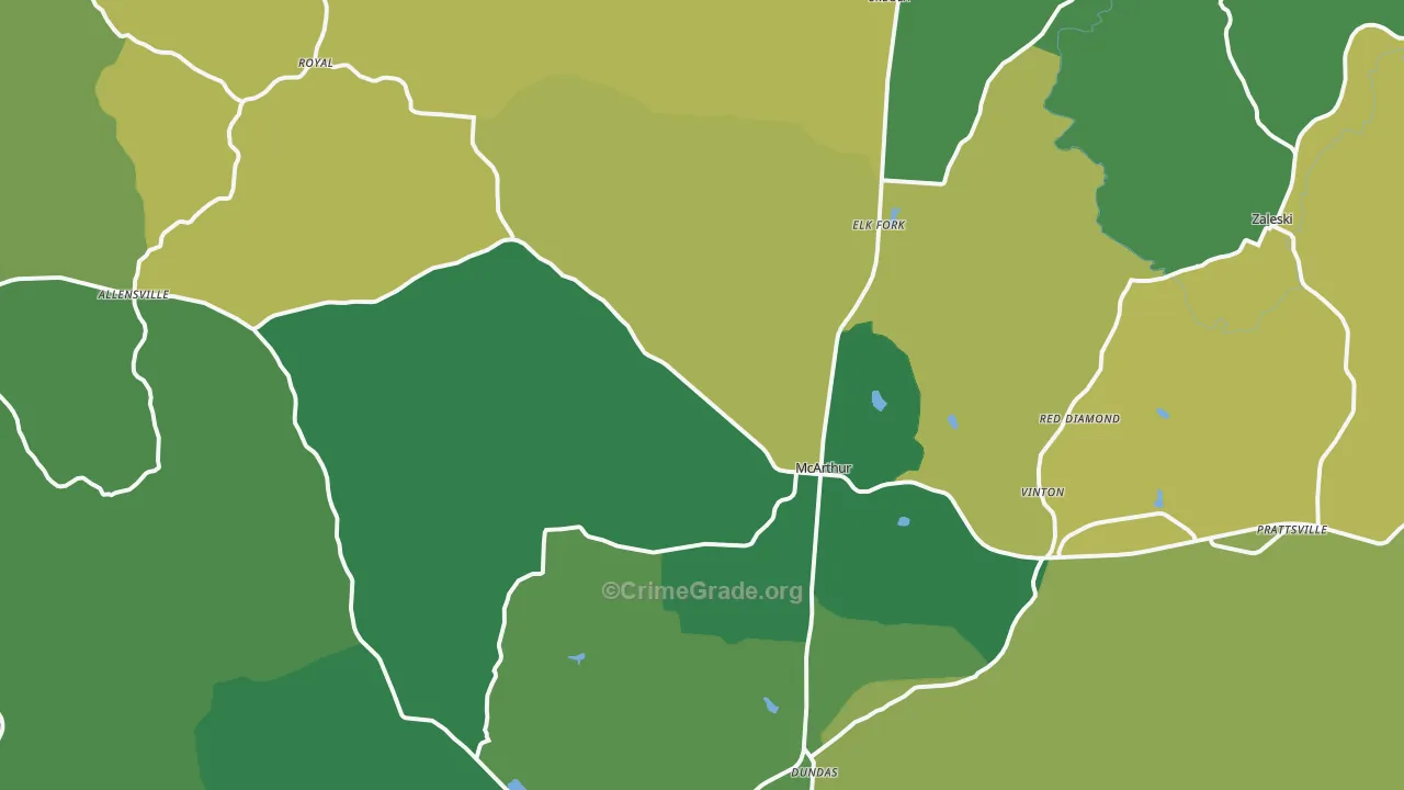 McArthur, OH Map of Vehicle Theft Rates